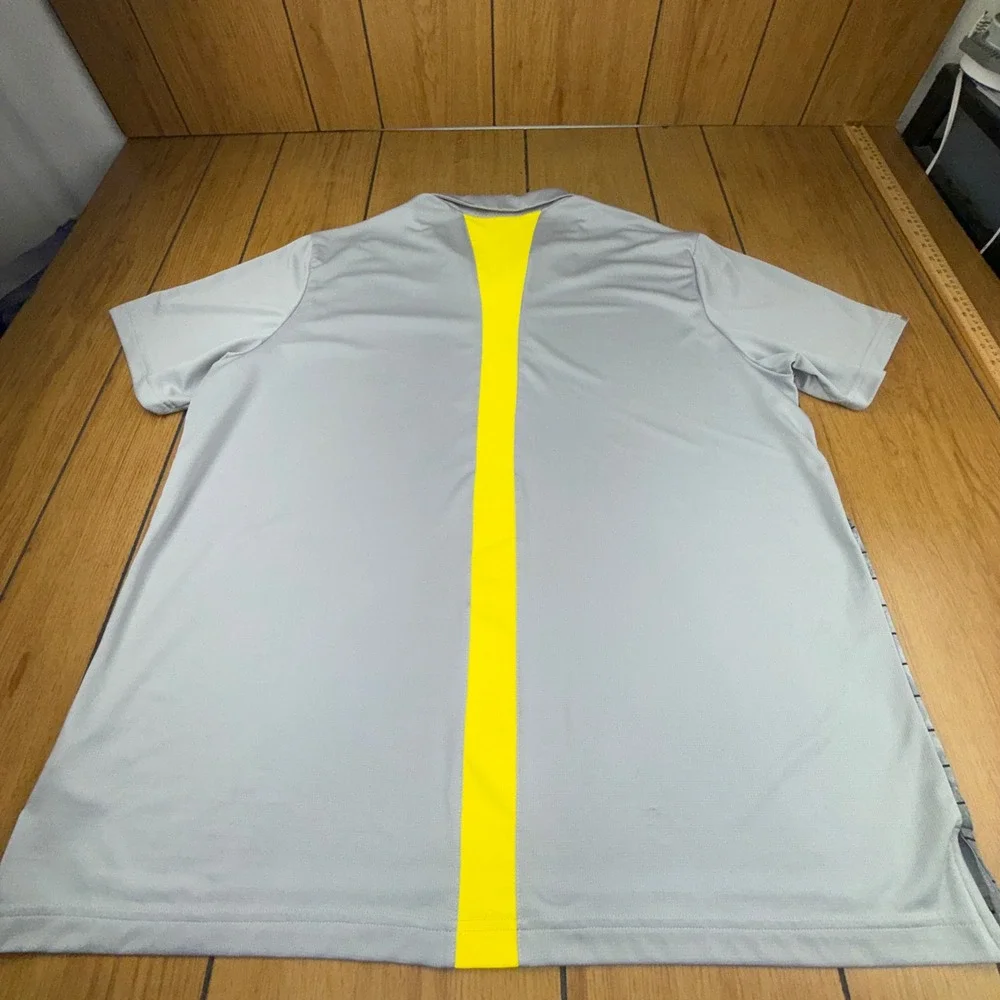 Adidas Golf Mens Climachill Polo Shirt 2XL Grey Yellow Geometric BC2317